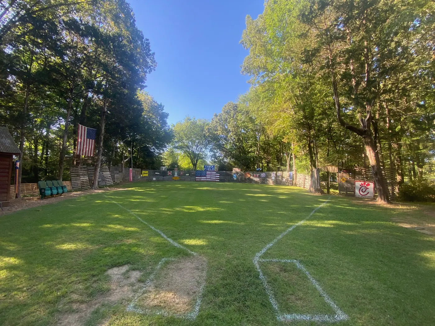 Mowing stripes on a community ball field